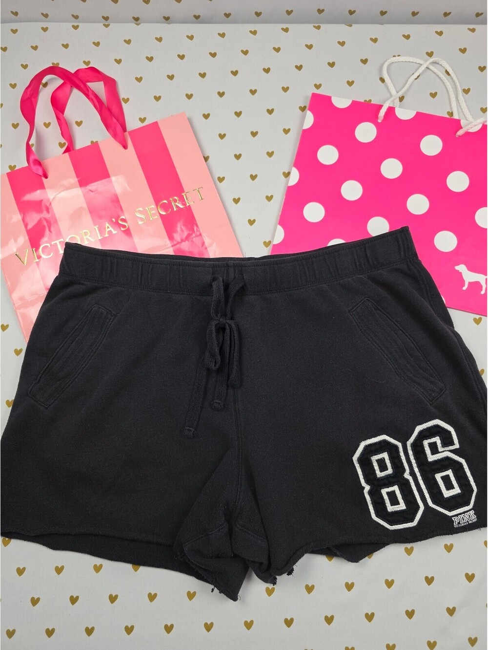 Victorias Secret PINK Vintage 86 Logo y2k Sweat Shorts Medium